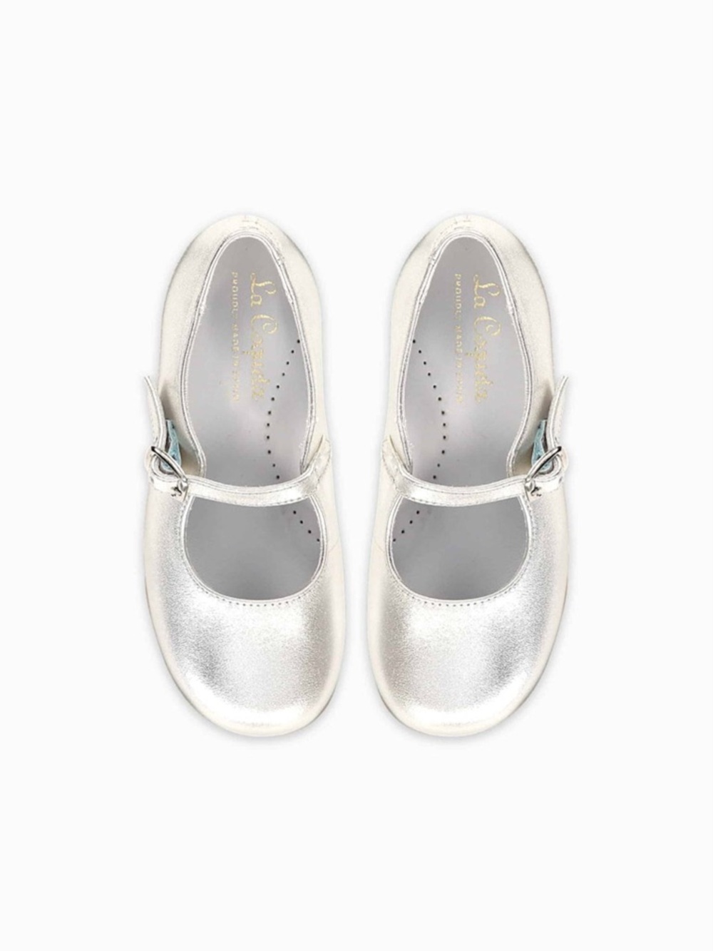 La Coqueta Silver Leather Mary Jane Shoes Girls EU 25 Soft Nappa Leather
